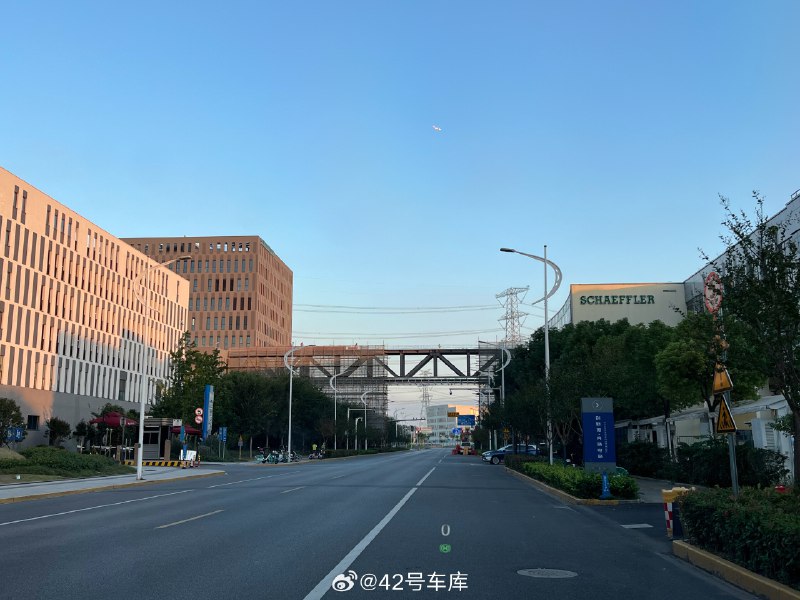 几天没来，汽车创新港和舍弗勒中间居然架起了一座天桥，这是觉得中间隔条马路沟通起来没有天桥来得高效吗？[允悲]配图