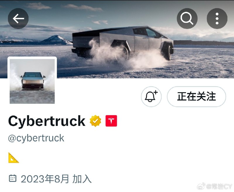 Cybertruck交付在即，特斯拉首次為一款車型註冊了官方賬號。配圖