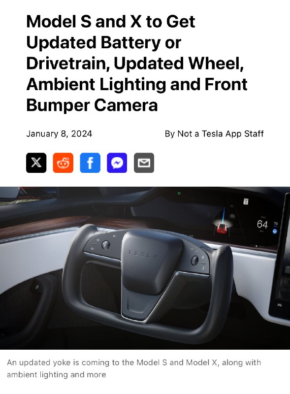 外媒说 Model S/X 要小更新一发了。配图