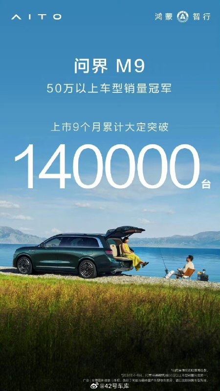 问界 M9 上市 9 个月，大定突破 140,000 台了！配图