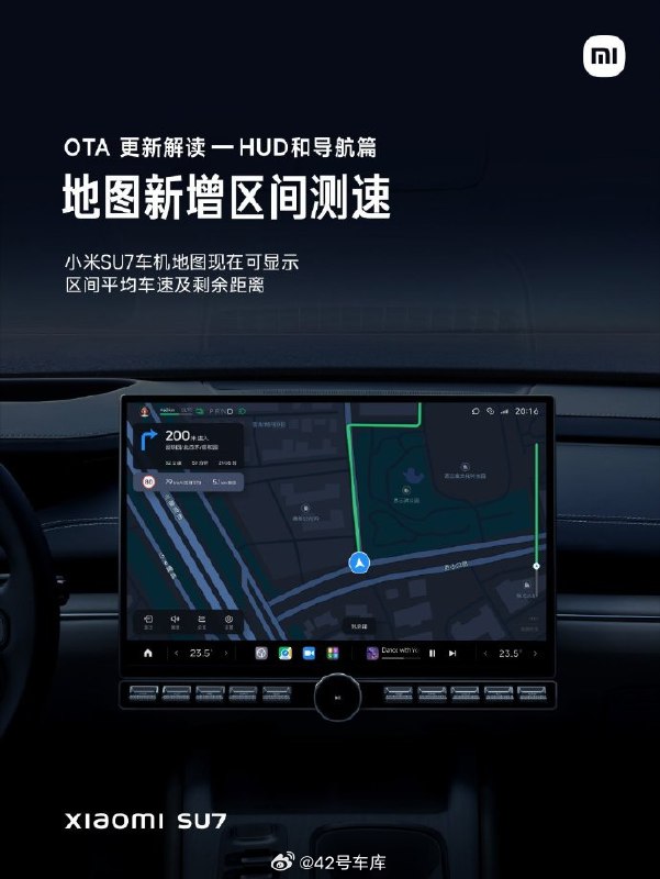小米 OTA 更新后 HUD 和导航增加了地图区间测速、高速和城市快速路的车道级导航、HUD 显示红绿灯倒计时、HUD 一键匹配视线高度等功能。大家觉得哪个功能最实用？配图