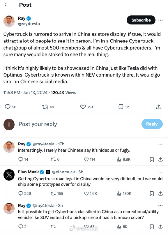 如果 Cybertruck 可以在国内合法上路的话，大家觉得它在国内有哪些用途？🧐#新能源汽车##42how##特斯拉#配图
