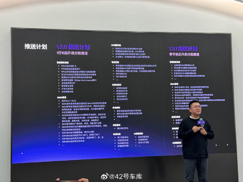 极越 1.3.0 和 1.3.1 推出时间和关键功能。配图