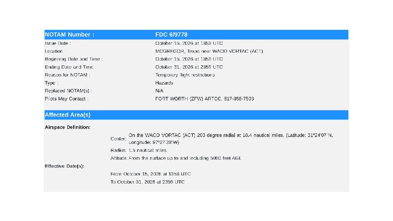 马斯克转发 teslayoda 帖：Roadster 今晚发布，SpaceX McGregor 上空空域已管制配图