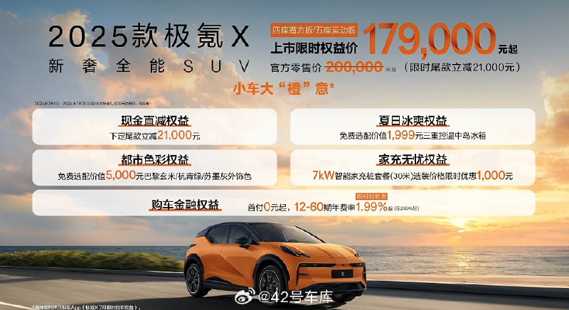 2025 款极氪 X 的价格来了。配图