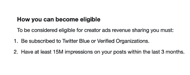 UPDATE: Twitter has made a slight change to the Creator Ads Revenue Sharing program.配图