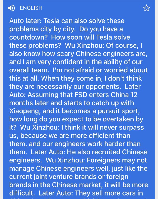 Interviewed by Auto Later, Wu Xinzhou, VP of XPeng, claims XPeng’s solution to autonomous driving is superior to Tesla’s FSD & Tesla has catch-up work to do in 🇨🇳. Read the full interview transcript. Bear w/ Google translation technicality.配圖