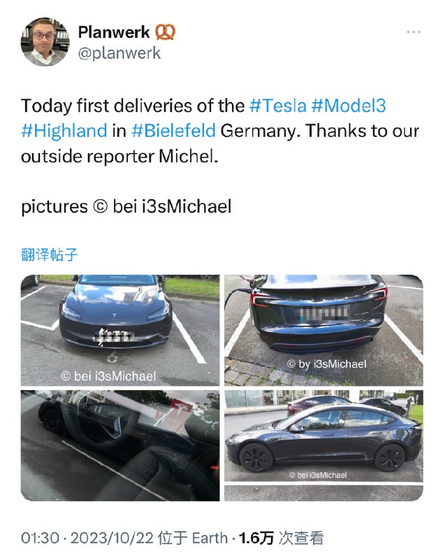 Model 3 Highland 在德国开始交付了，中国应该就在下周了吧。配图