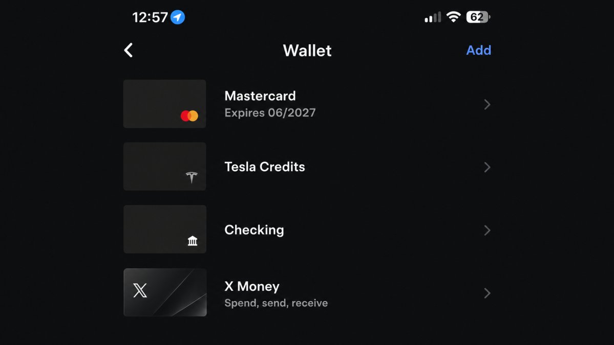 特斯拉 App 4.62.0 代码显示将接入 X Money 支付配图