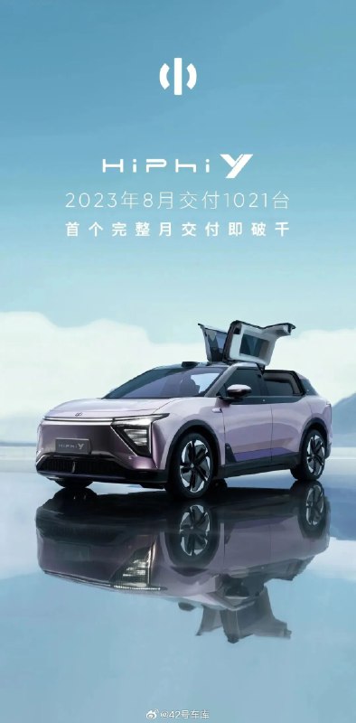 高合 HiPhi Y 8 月共计交付 1,021 台。配图