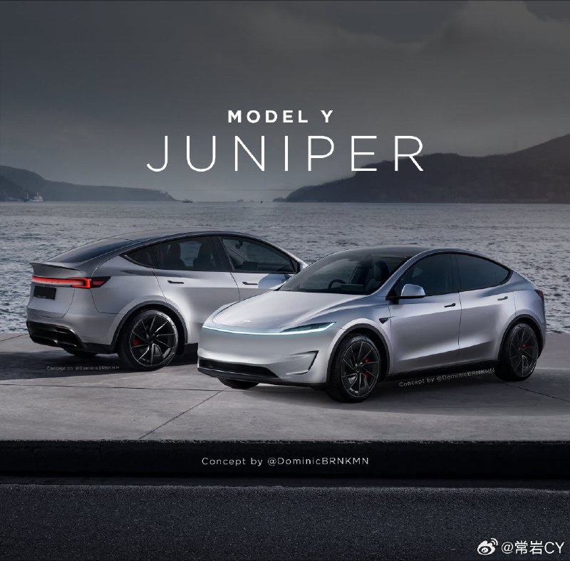 美國設計師繪製的 Model Y 改款猜想圖，這個尾燈……風格變化好大。配圖