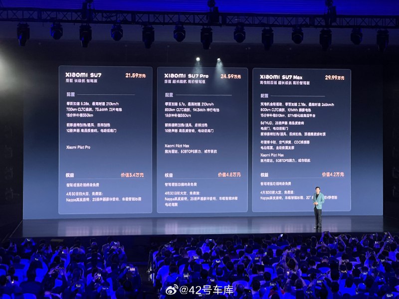 小米 SU7 全系定价表配图