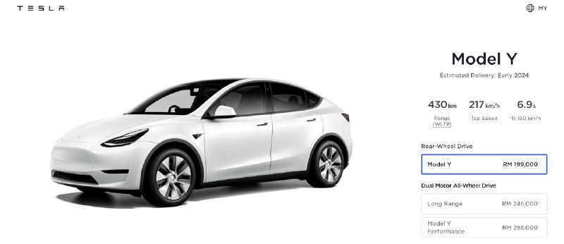 特斯拉 Model Y 在马来西亚上市四天订单超万辆。配图