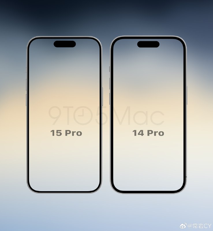 9TO5Mac根据工程文件绘制的iPhone 15 Pro超窄边框的效果图。配图