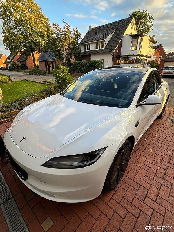 特斯拉在德国比勒费尔德交付了属于欧洲地区的第一辆Model 3焕新版。 德国配图