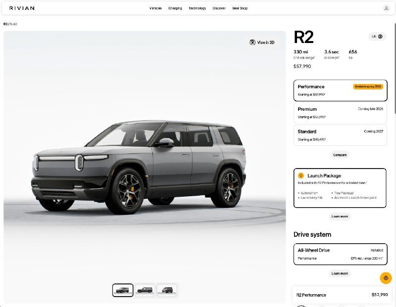 Rivian 在美国开放 R2 配置器，公布定价与首发版详情配图