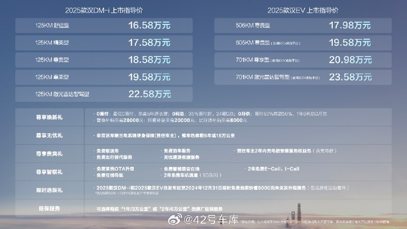 比亚迪 2025 款汉上市。配图