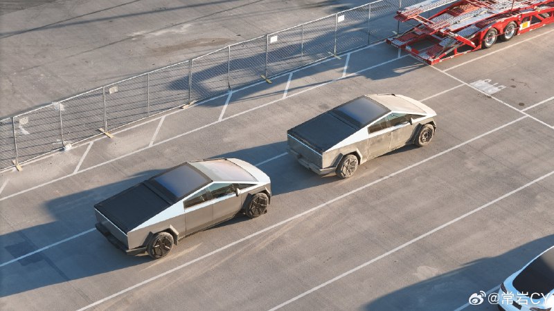Giga Texas推高了Cybertruck的产能，同一时间能见到的车多了几倍。配图