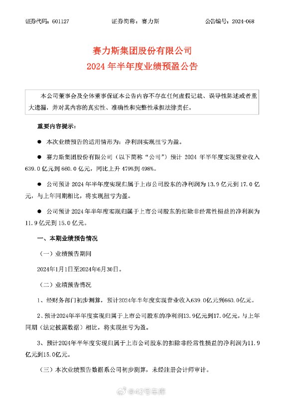 #賽力斯將扭虧為盈#配圖