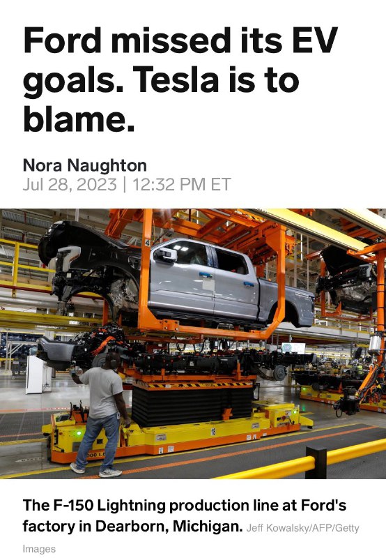 Tesla is to blame for someone else’s fault? Ford needs to create compelling EVs at reasonable price points & stop outrageous markups at dealerships. MSM should stop hold Tesla as a scapegoat.配圖