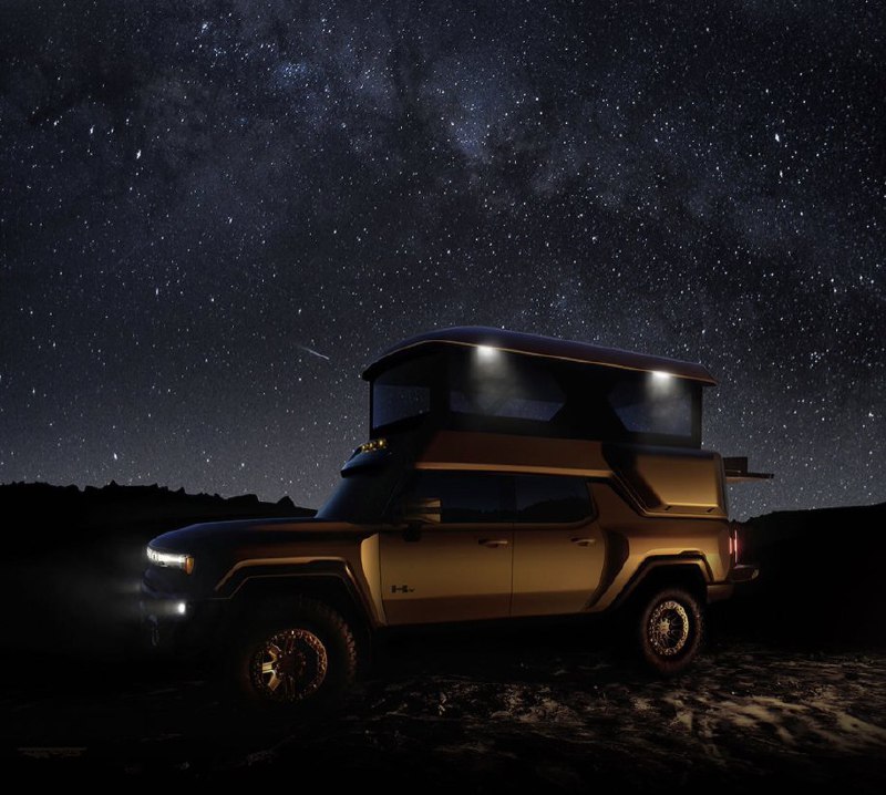 NEWS: GM has unveiled the Hummer EV EarthCruiser, a Hummer-specific pop-top camper coming out in 2024. More info coming at a later date.配图