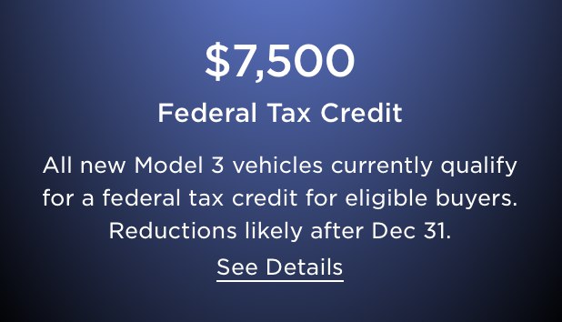NEWS: @Tesla now states on their website that there will likely be reductions to the $7,500 EV tax credit in the US for eligible new Model 3 buyers after Dec 31, 2023. https://t.co/1bqQczo7NU配圖