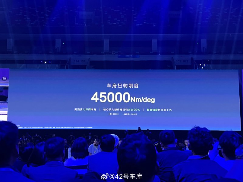 深蓝说 G318 车身扭转刚度达到了 45,000 Nm/deg，可以媲美带大梁的车型。配图