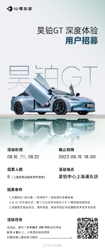 車庫深度體驗昊鉑 GT 活動來啦。配圖