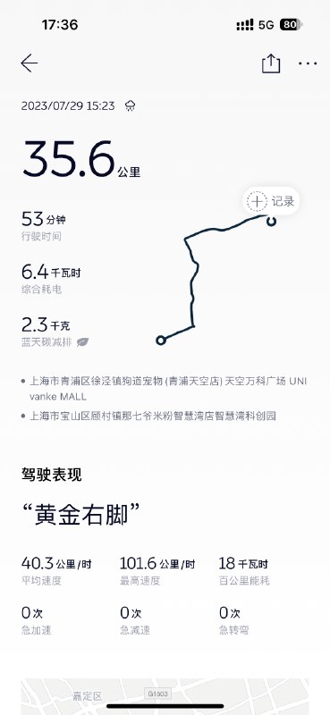 ES8 市区电耗，60-80速度，百公里电耗18左右。配图