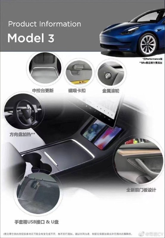 国产Model Y及改款Model 3的产品亮点。 ​​​配图