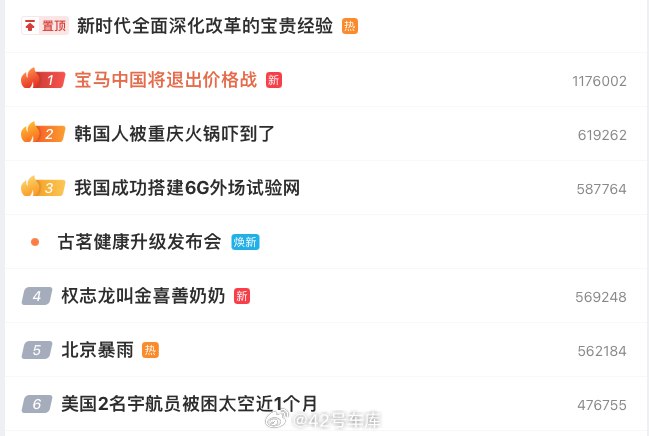 #宝马中国将退出价格战#的磁条冲上了热一。配图