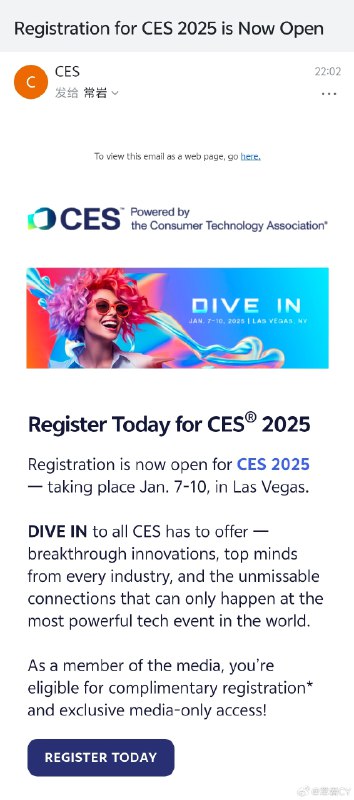 Ladies and 乡亲们，Registration for CES 2025 is Now Open.配图