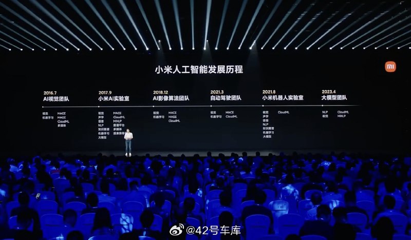 雷军展示了小米 AI 的发展历程。配图