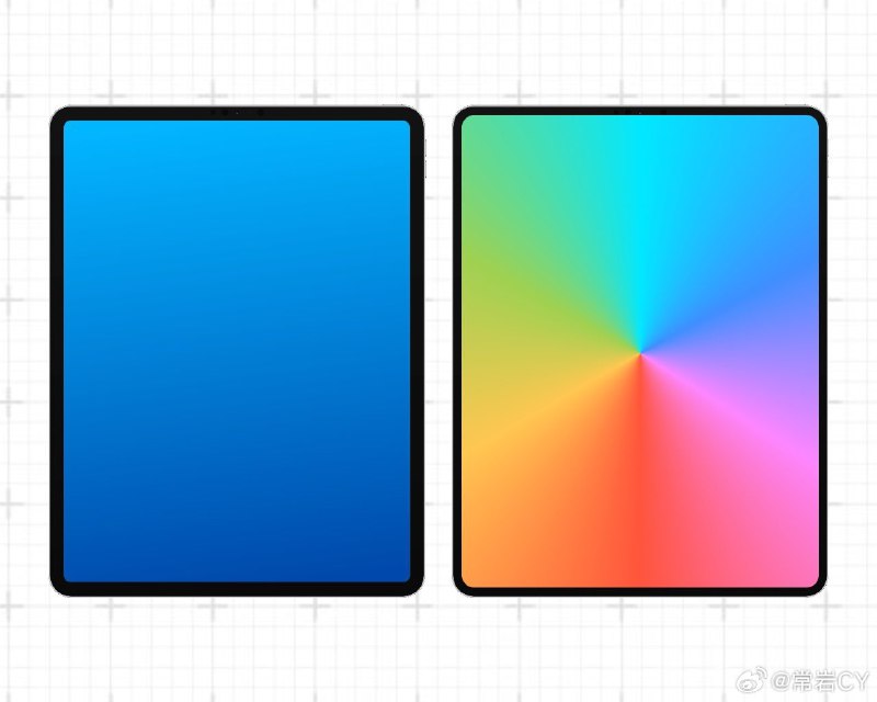供应链消息，今年苹果会发布更窄边框的iPad Pro，类似图右。配图