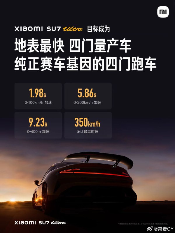 #小米SU7Ultra# 参数十分恐怖。配图