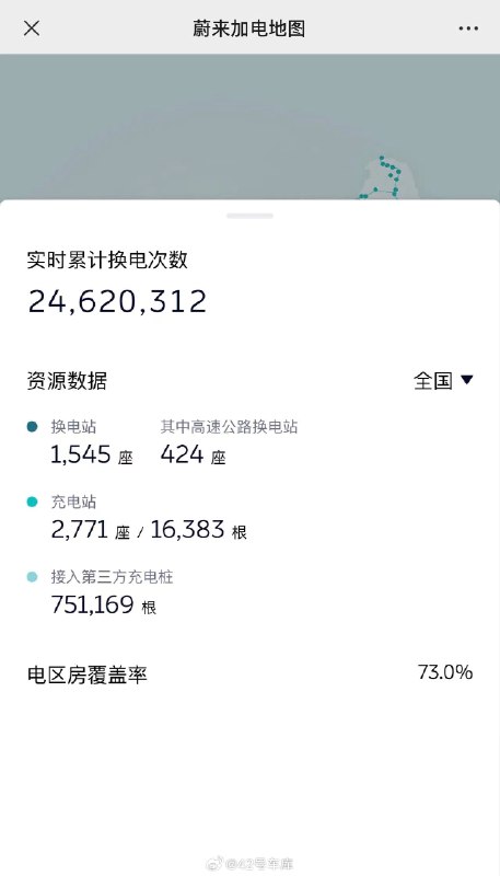 蔚来加电地图一览，链接是：网页链接配图