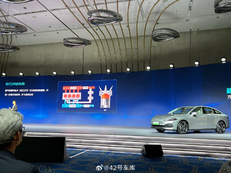 榮威這個發佈會開始上課了[二哈]，聊到了上汽發動機的 EGR 技術，也就是廢氣再循環。配圖