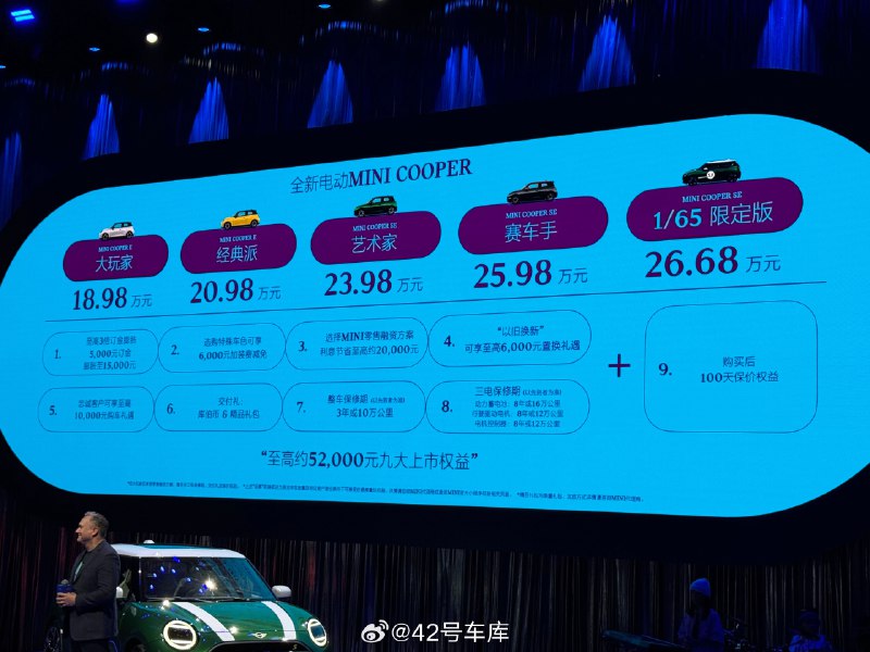 全新電動 MINI COOPER 的價格來了！配圖