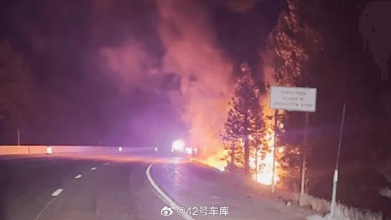 扑灭一辆特斯拉 Semi 要多少升水？答案是：19 万升。配图
