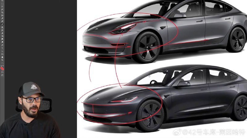 改款 Model 3 的前脸变动挺大的，大家觉得看起来如何？#42how##新能源汽车##特斯拉新款Model3正式发布#配图