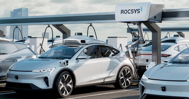 Rocsys 发布无人工介入多车位机器人出租车充电系统配图