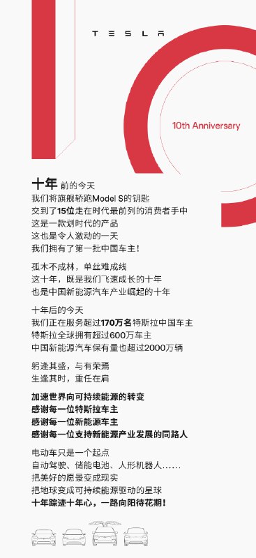 #特斯拉入華十週年#配圖