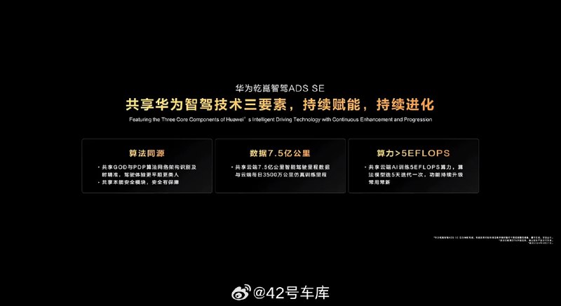 深蓝 L07 的「右钩拳」就是华为乾崑智能了，华为乾崑智驾 ADS SE 共享华为智驾三要素：算法同源、数据共享、算力共享。配图