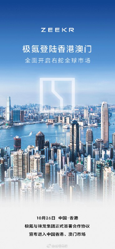 極氪宣佈登陸香港澳門，並由此開啓右舵全球市場。配圖