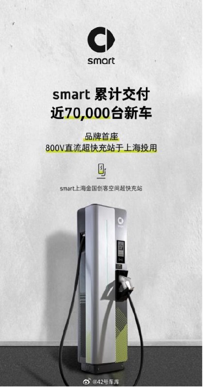 smart 首座 800 V 超充站在上海投入使用。配圖
